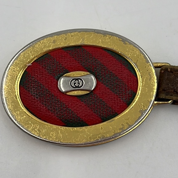 Authentic OLD GUCCI Interlocking G Tag Plate Key Ring Charm - Picture 5 of 15